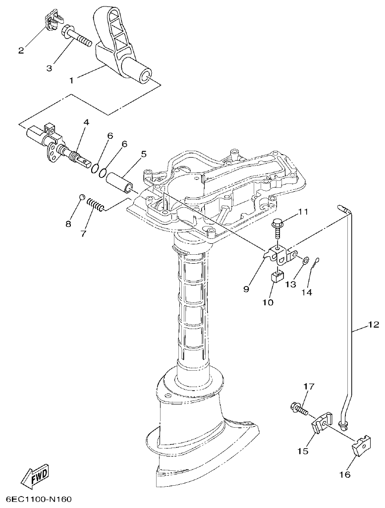 Yamaha F4BMH, F5AMH, F6CMH CONTROL parts diagram